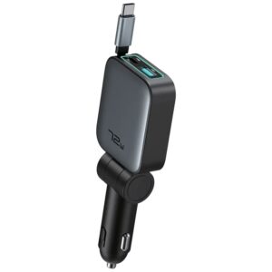 Green Lion car charger retractable 72W fast charging black in car socket