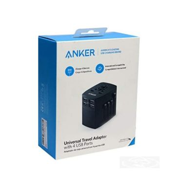 Anker Universal Travel Adapter Black With 4 Usb Ports