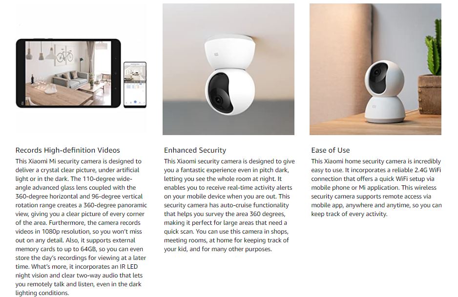 Xiaomi Mi Security Camera Home 360 Degree IP Camera White