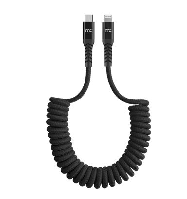 MyCandy Type C To MFI Lightning 27W PD Coiled Cable Black CC-140