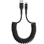MyCandy USB A To Type C Coiled Cable Black