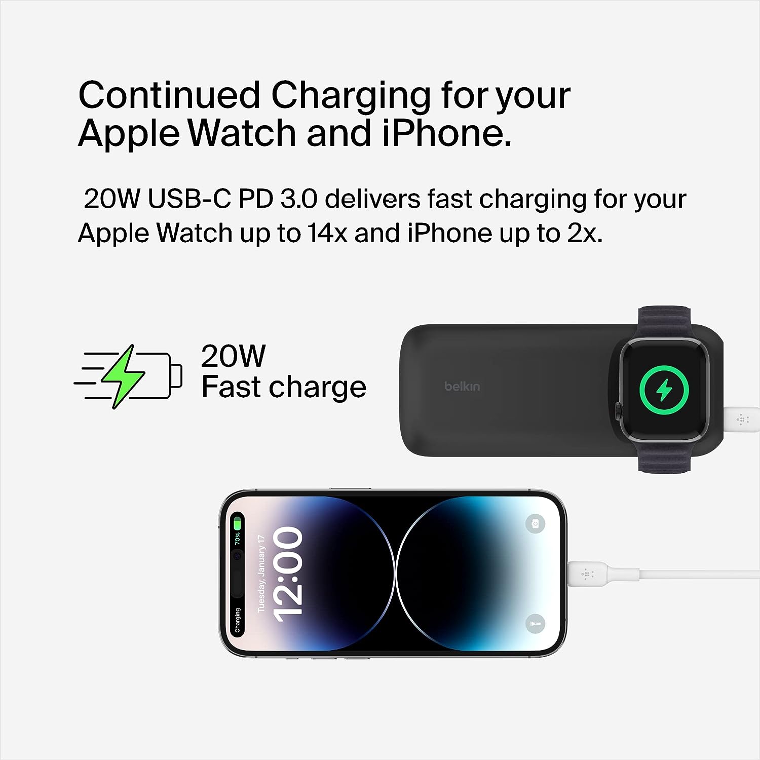 Belkin Power Bank Fast Wireless Charger Apple Watch Power Bank