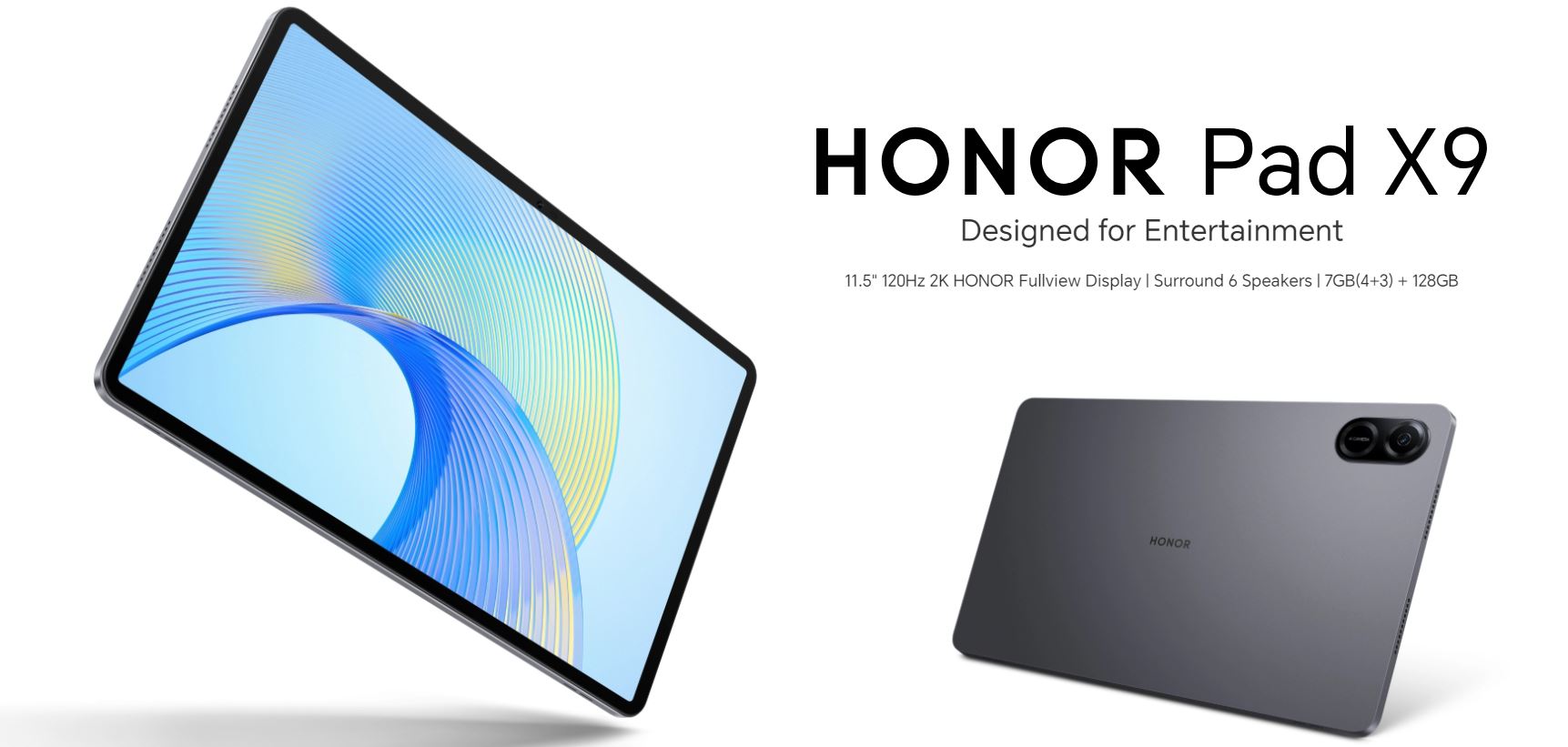 HONOR Pad X9, 11.5-inch Wi-Fi Tablet, 4GB+128GB, 120Hz 2K Fullview Display,  6 Speakers, Android 13, Space Grey