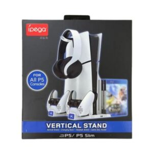 IPega Vertical Stand For PS5 Slim Console Dual Charger Disc Storage Rack Headset Hanger Accessories