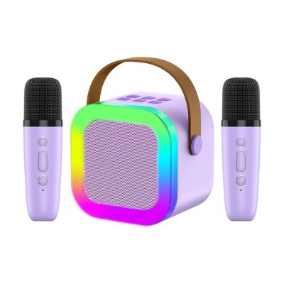 K12 Dual Microphone Karaoke Bluetooth Speaker RGB Light Two 5W Purple Speakers
