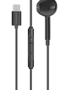 Promate Dynamic In-Ear Wired Mono Earphone with USB-C Connector Black