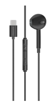Promate Dynamic In-Ear Wired Mono Earphone with USB-C Connector Black