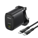 Yesido Mobile Charger 20W USB-C Type-C + 8 Pin Travel Charger With Cable YC43 Black