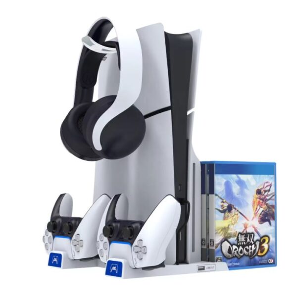 vertical stand ps5 stands with game and controller with game space