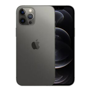 Refurbished iPhone 12 Pro in Graphite color with Ceramic Shield front cover, showcasing durability and premium build quality