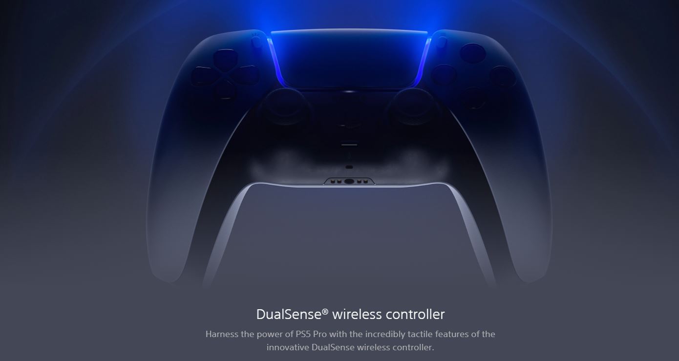 Close-up of the PS5 Pro controller highlighting its ergonomic design and enhanced features.