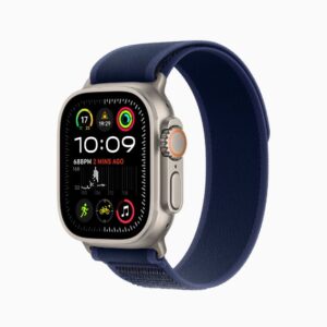 Group image of various apple watches ultra in different color options. Trail Loop For all sports and workouts.