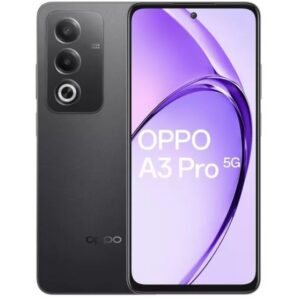 OPPO A3 Pro 5G in Starry Black color featuring a sparkling, star-like effect on the back.