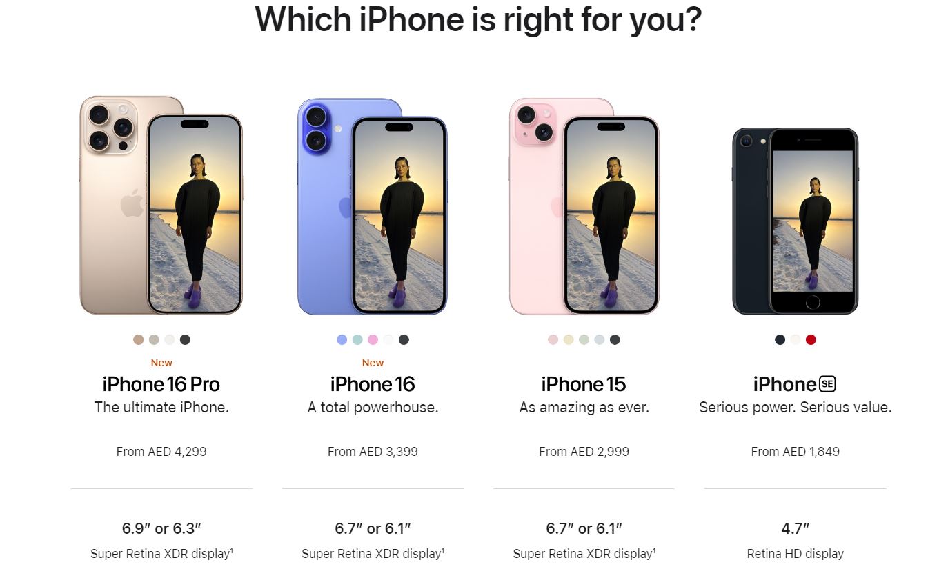 Price comparison chart showing iPhone 16 pricing across different storage options.