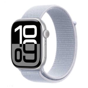 Silver Aluminium Case with the latest Apple Watch showcasing its stunning display