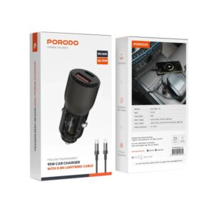 3. Porodo Car Charger with 0.9m Lightning Cable