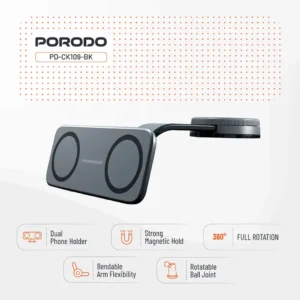 Porodo Vacuum Adhesive Magnetic Car Mount Black 4