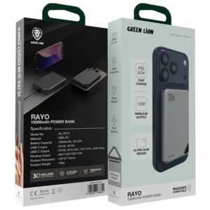 Slim design Green Lion 10000mah power bank with LED power indicator and stand