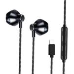 MyCandy wired earphones with Type-C connector in black featuring stereo sound and built-in microphone